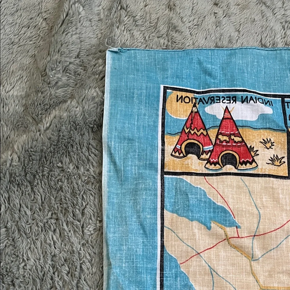 Vintage Route US 66 Map Bandana Scarf - Turquoise - Picture 10 of 11